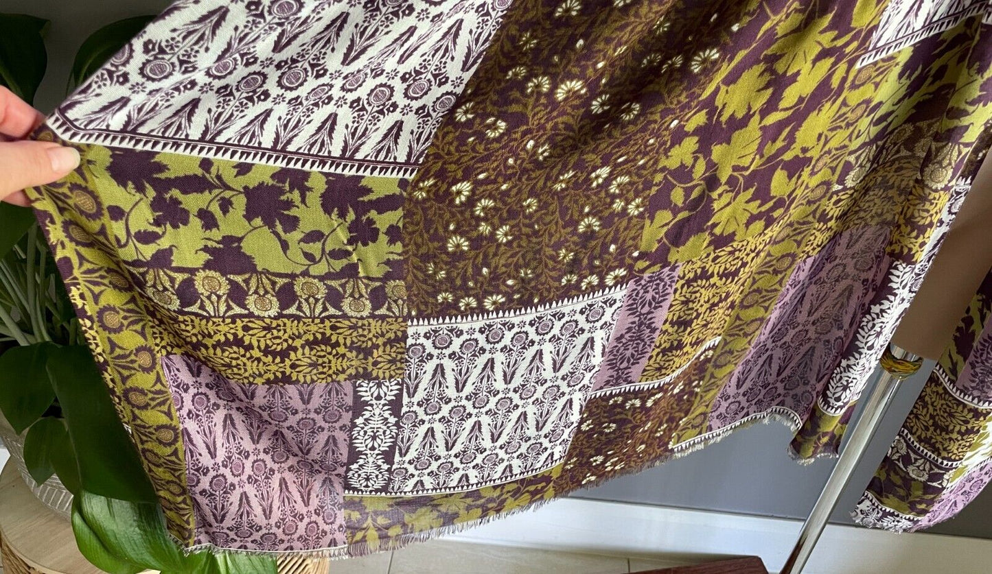 Neck Scarf Purple Mauve Khaki White Patchwork  Lightweight Rectangle 72 x204cm