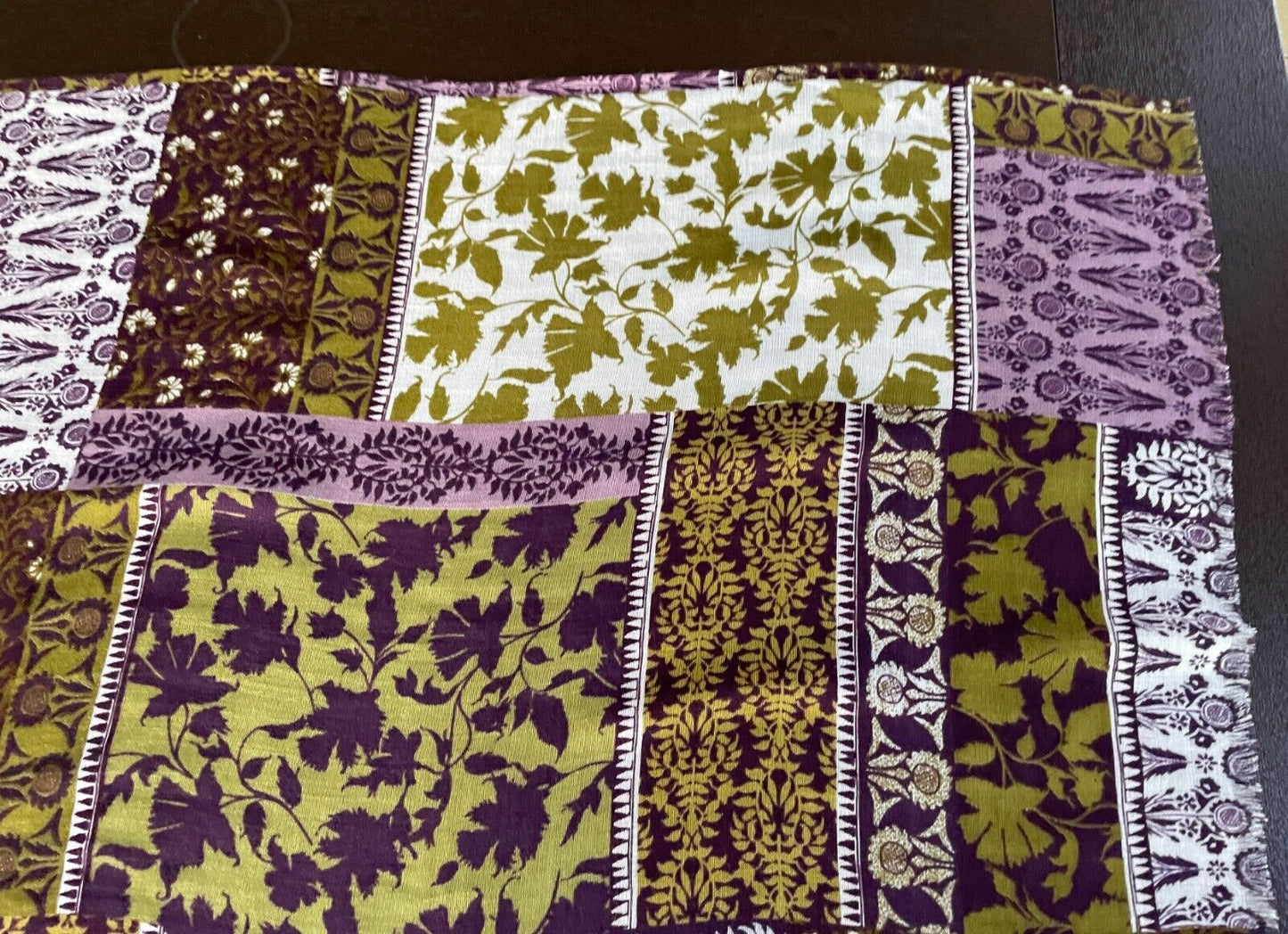 Neck Scarf Purple Mauve Khaki White Patchwork  Lightweight Rectangle 72 x204cm
