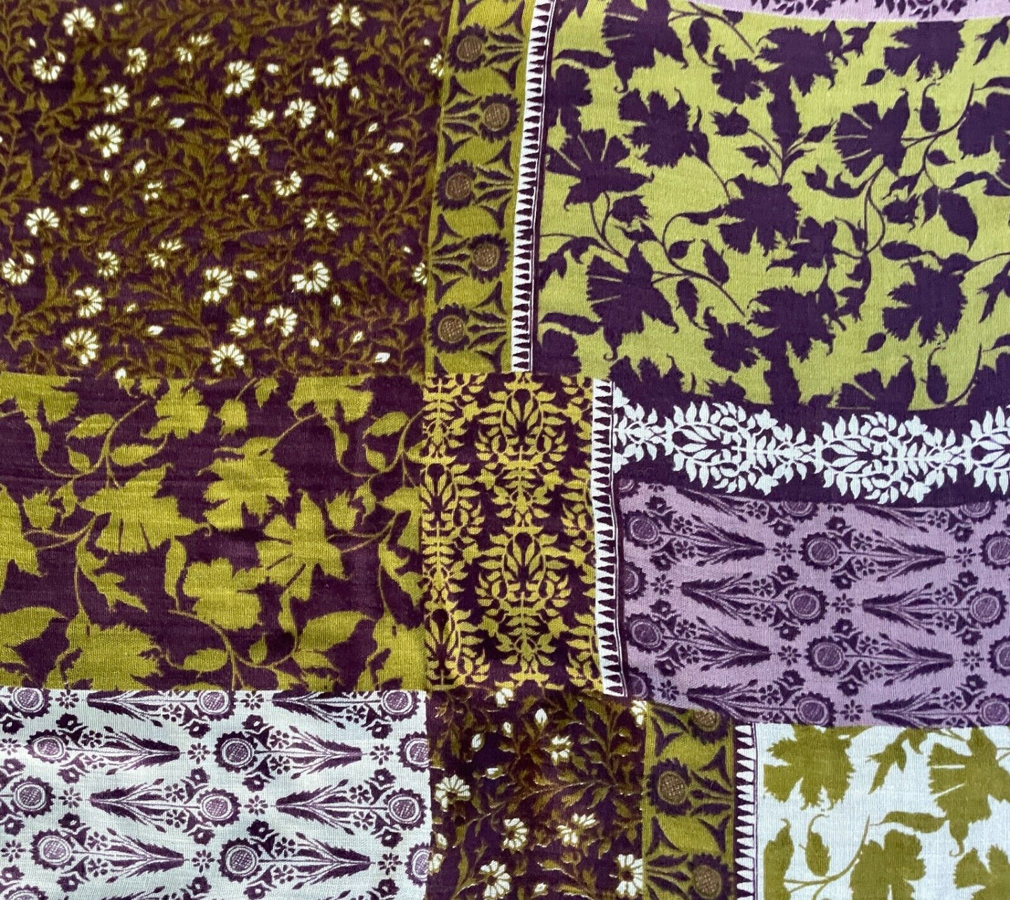 Neck Scarf Purple Mauve Khaki White Patchwork  Lightweight Rectangle 72 x204cm