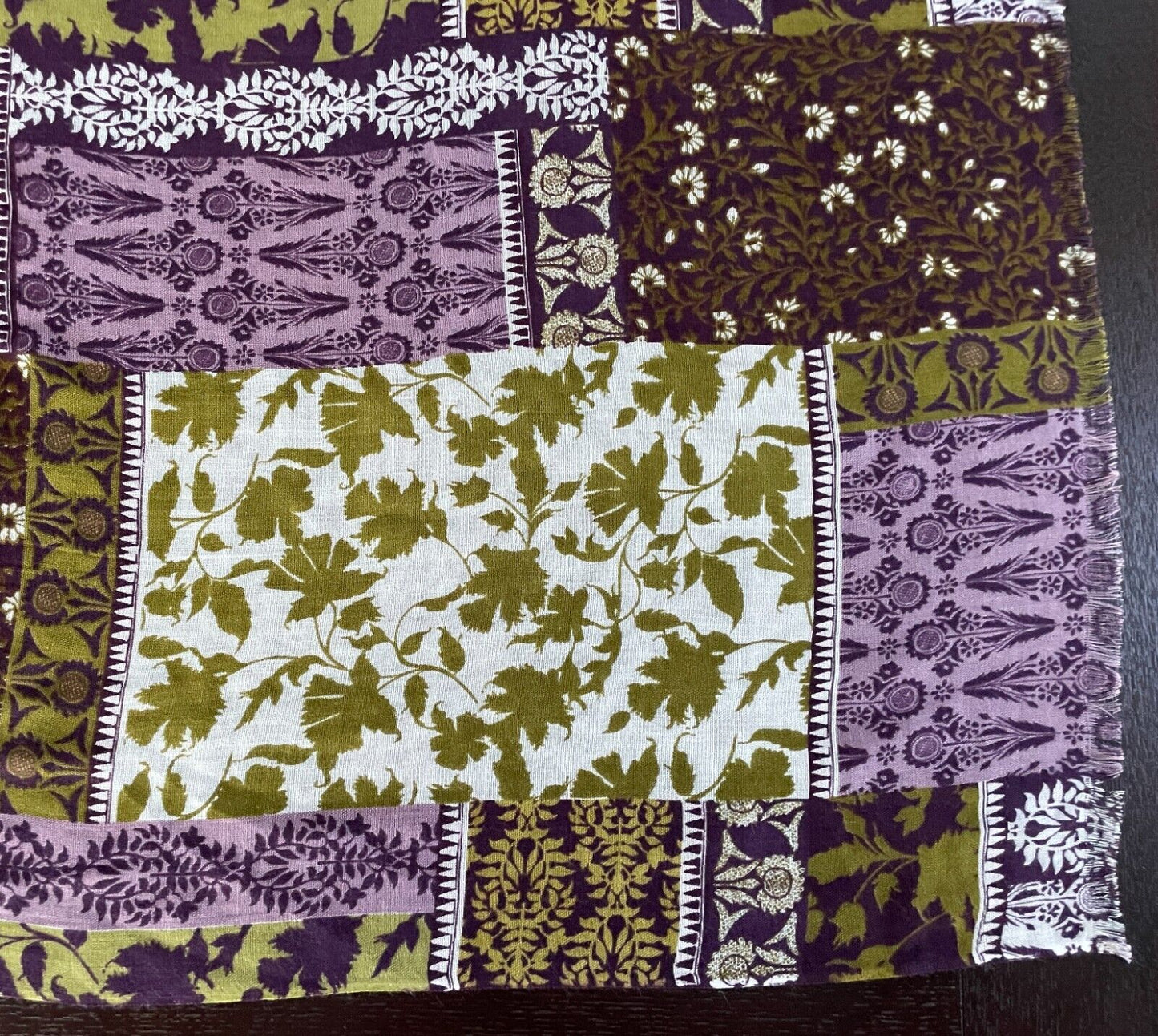 Neck Scarf Purple Mauve Khaki White Patchwork  Lightweight Rectangle 72 x204cm