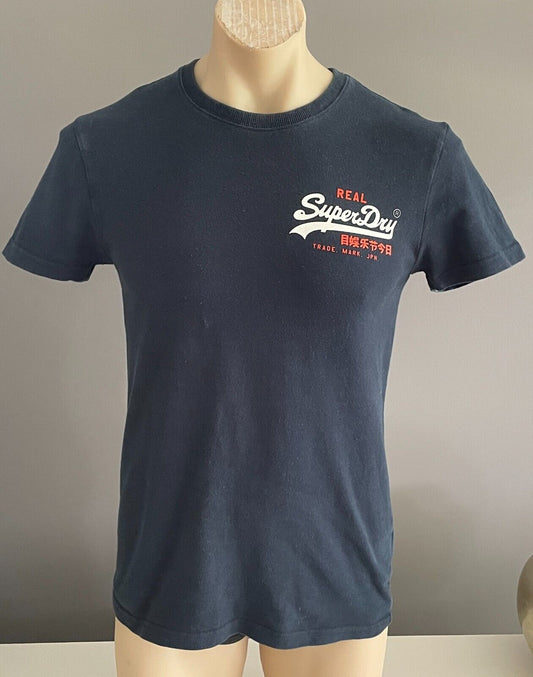 SUPERDRY T-Shirt Navy Cotton Short Sleeve Tee Top Mens Size S Vintage Logo