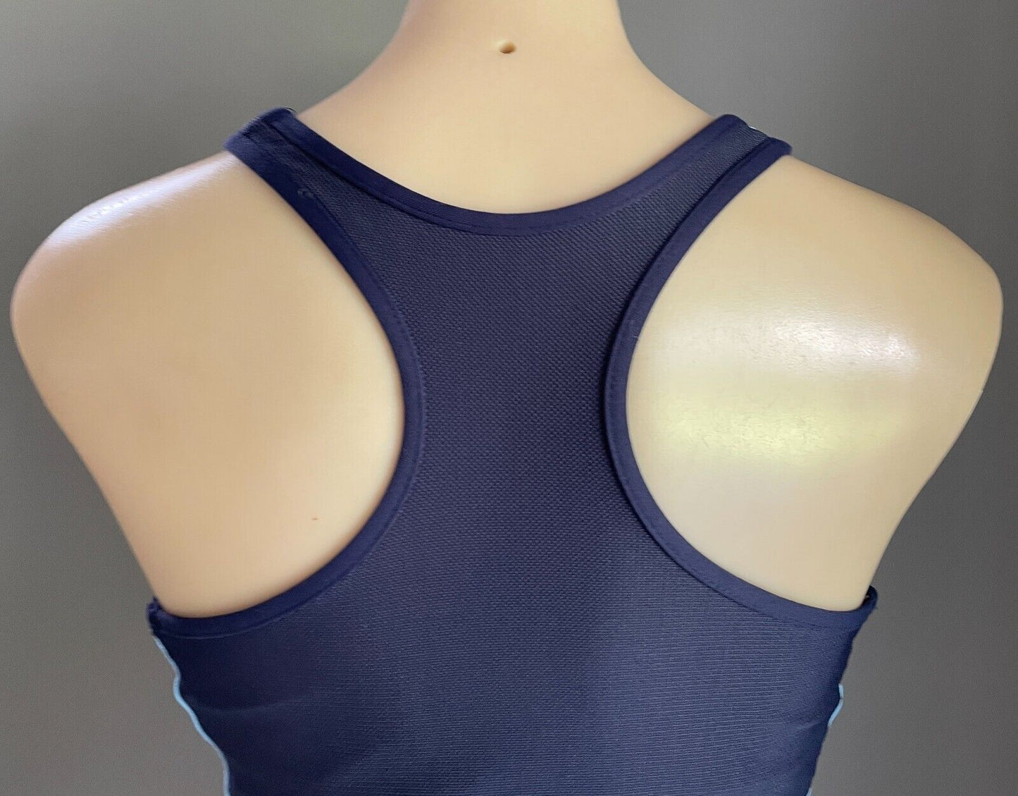 REEBOK Top Blue Navy Blue Sleeveless Stretch Racer Back Singlet Sz 10 Shelf Bra