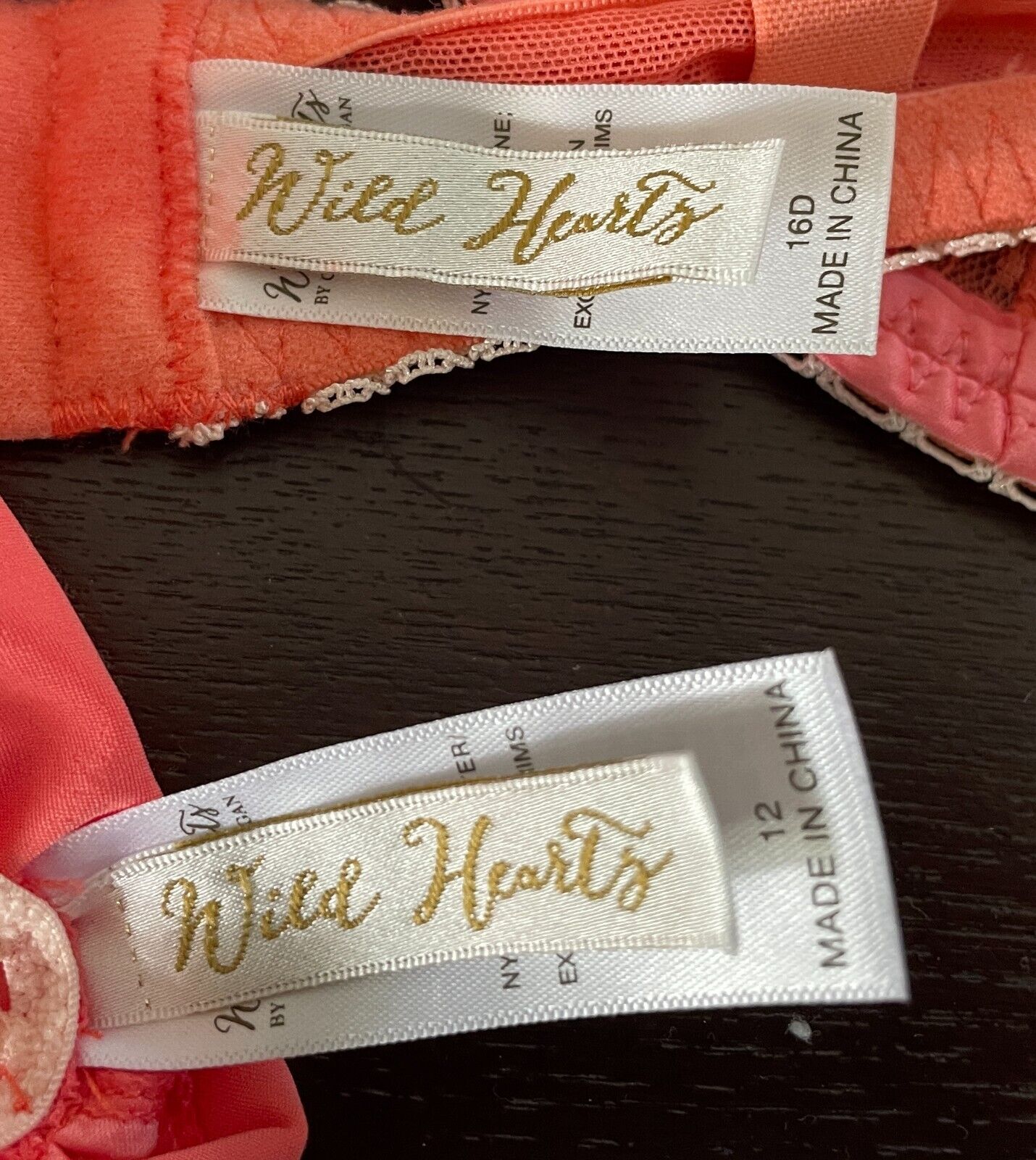 WILD HEARTS Bra 16D Apricot Lace Satin Trim Underwire Bra Set 16 D Briefs Sz 12