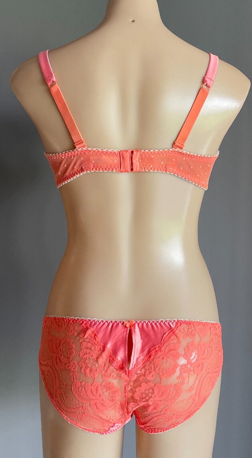 WILD HEARTS Bra 16D Apricot Lace Satin Trim Underwire Bra Set 16 D Briefs Sz 12