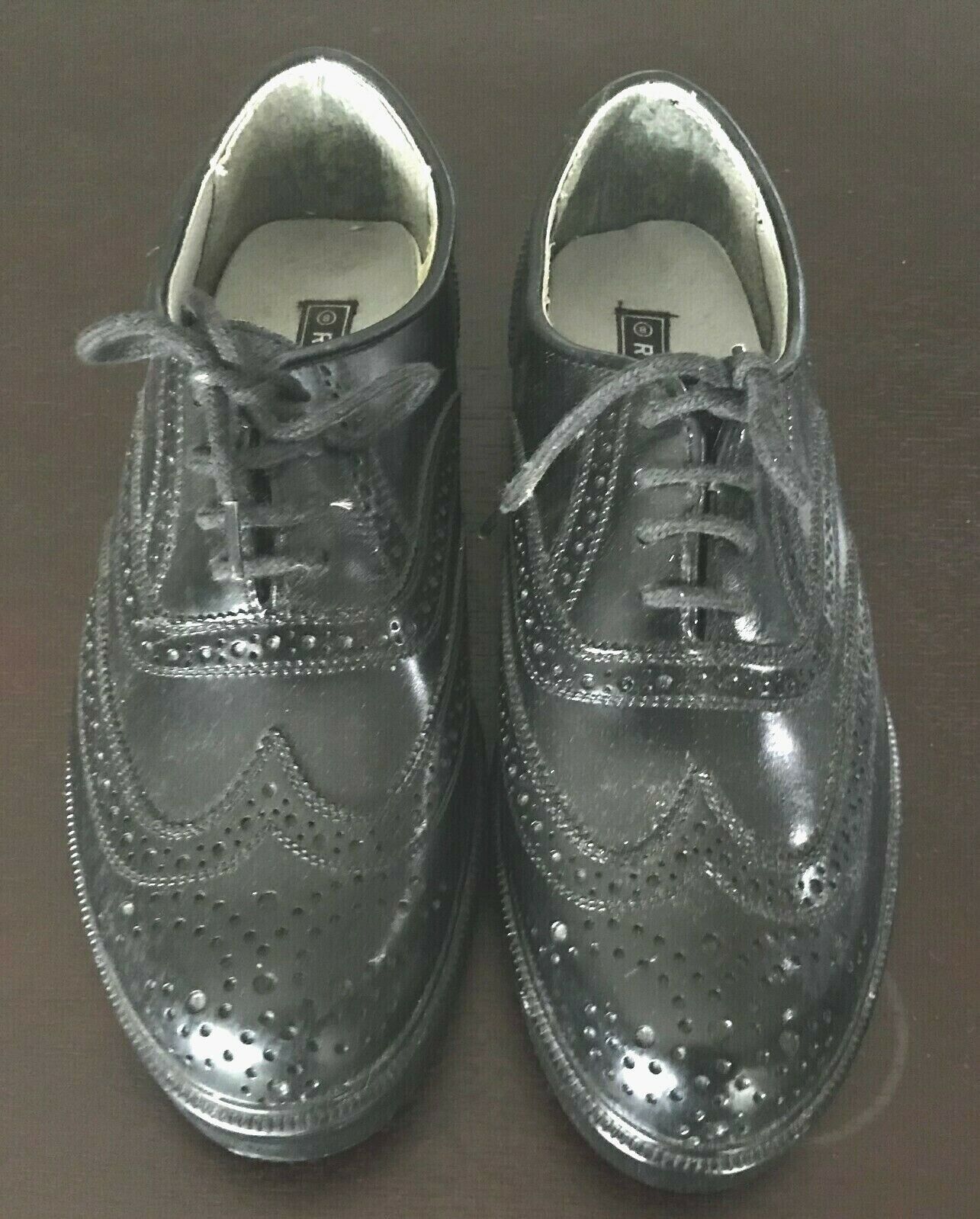 RENY Brogue Black Vegan Leather Oxford Lace Up Dress Shoes Mens Size 8 New
