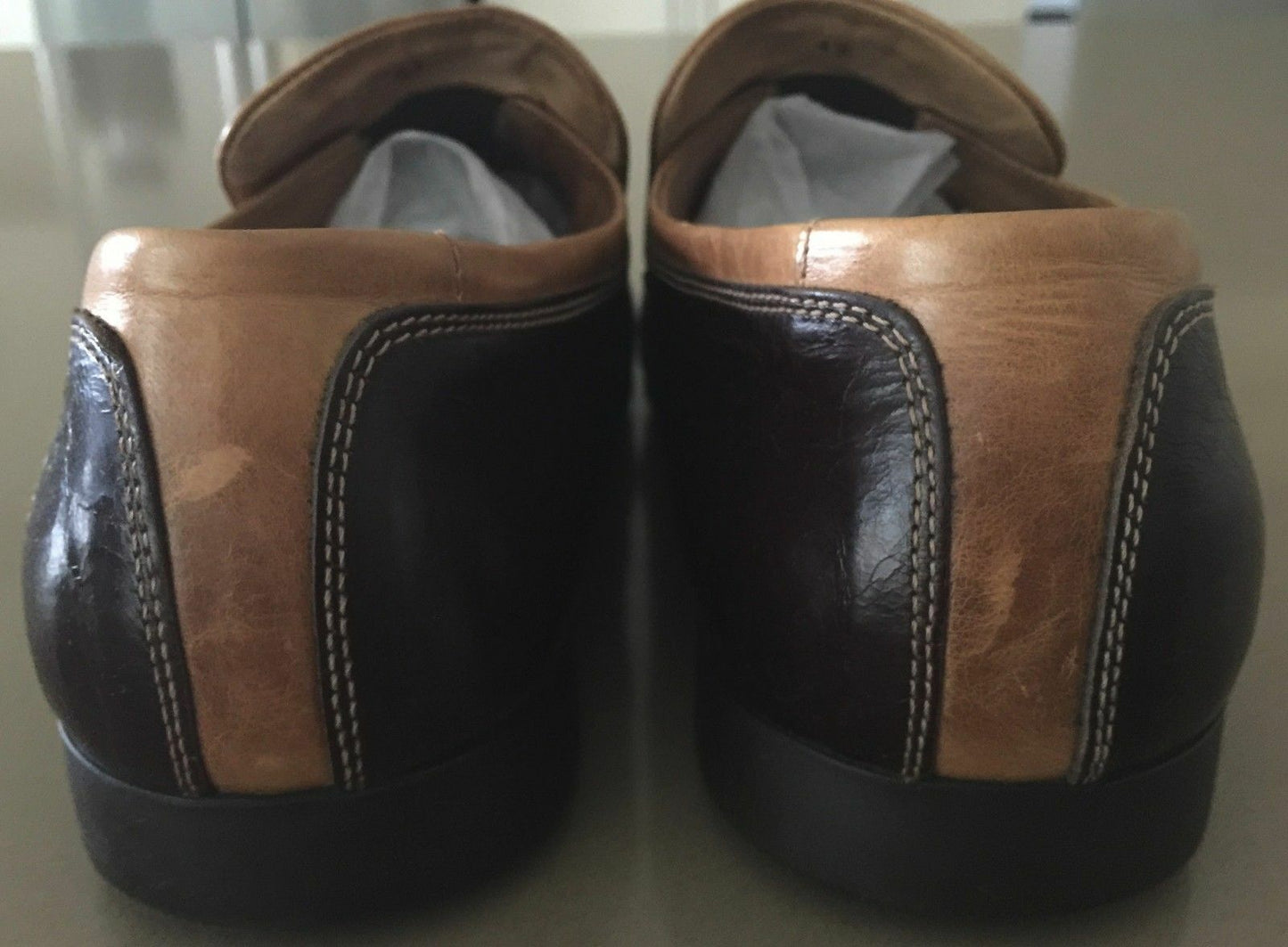 Mens HUDSON Shoes  Loafers Brown & Tan Leather Slip On Size 43 - Italian Made