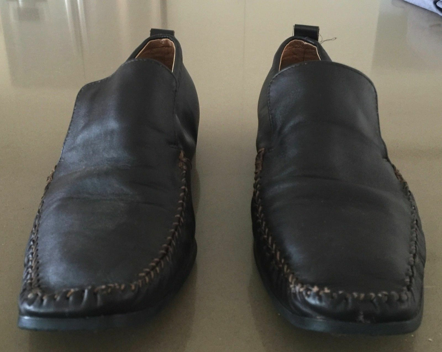 ZU Slip On Shoes Brown Leather Smart Casual Mens Size 9 Great Condition