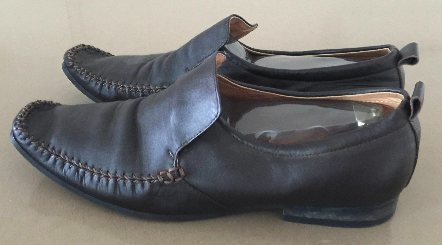 ZU Slip On Shoes Brown Leather Smart Casual Mens Size 9 Great Condition