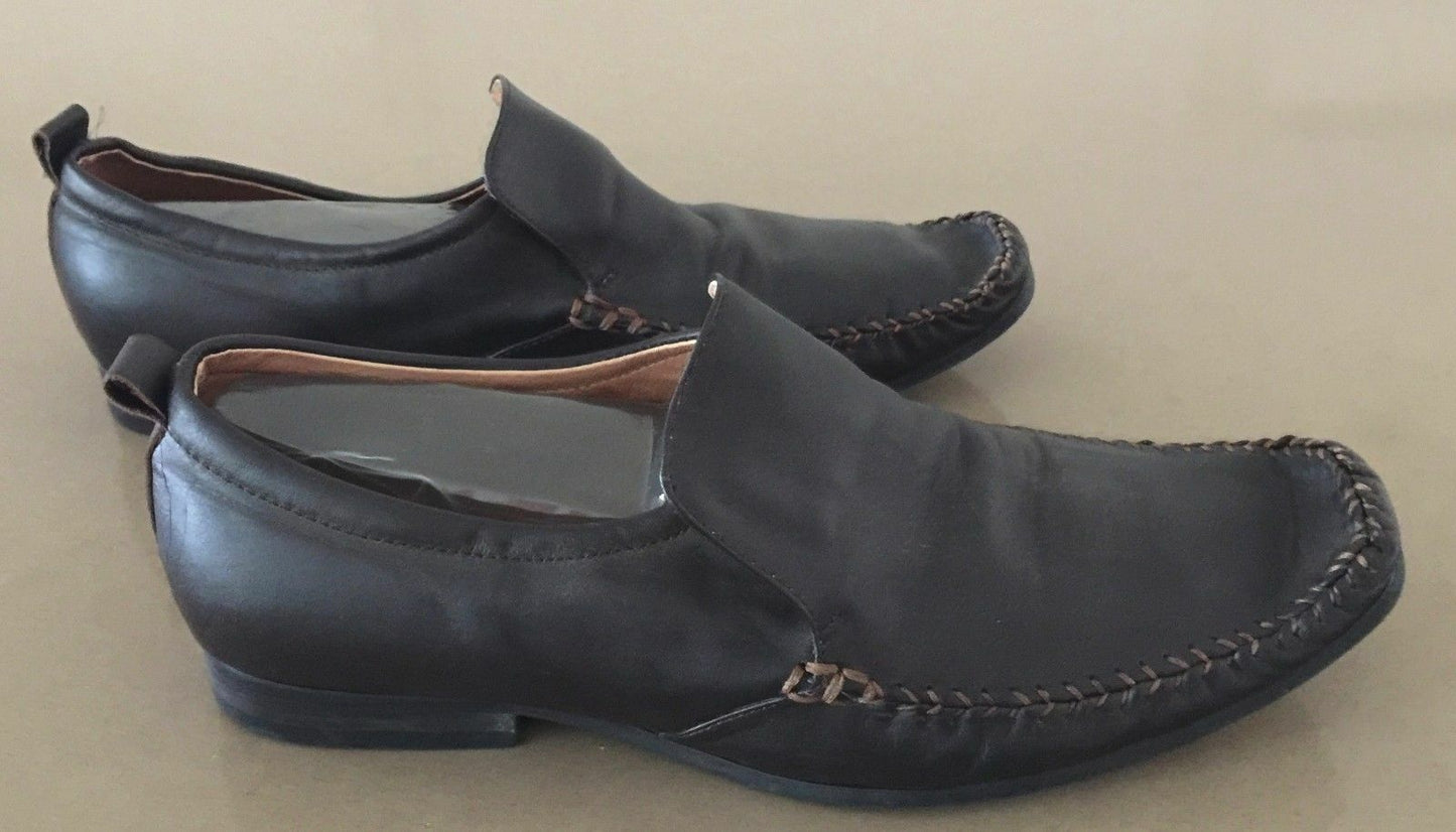 ZU Slip On Shoes Brown Leather Smart Casual Mens Size 9 Great Condition