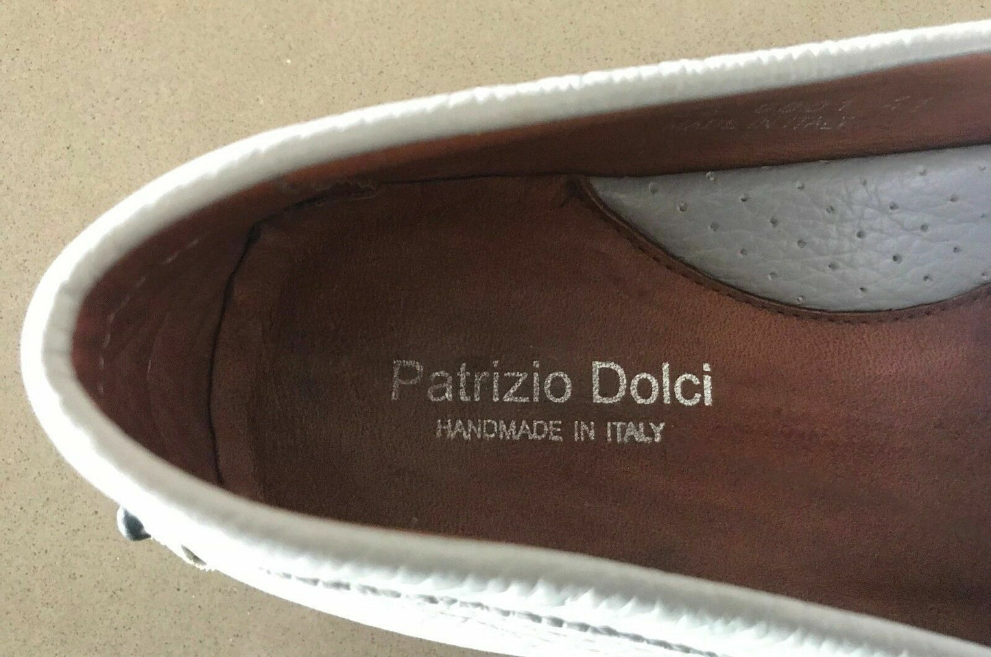 Mens PATRIZIO DOLCI Shoes Loafers Light Grey Textured Leather Slip On Size 41