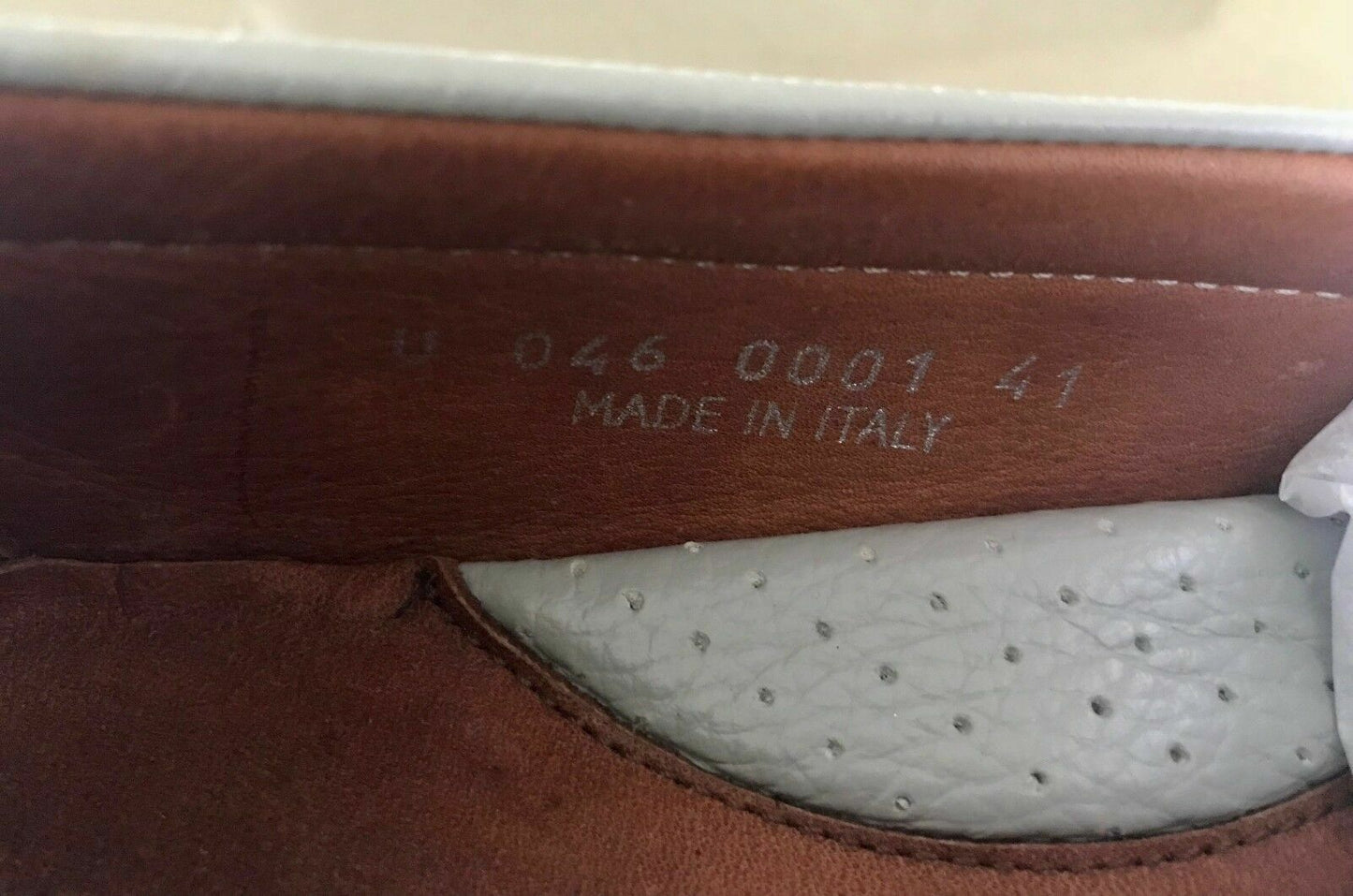 Mens PATRIZIO DOLCI Shoes Loafers Light Grey Textured Leather Slip On Size 41