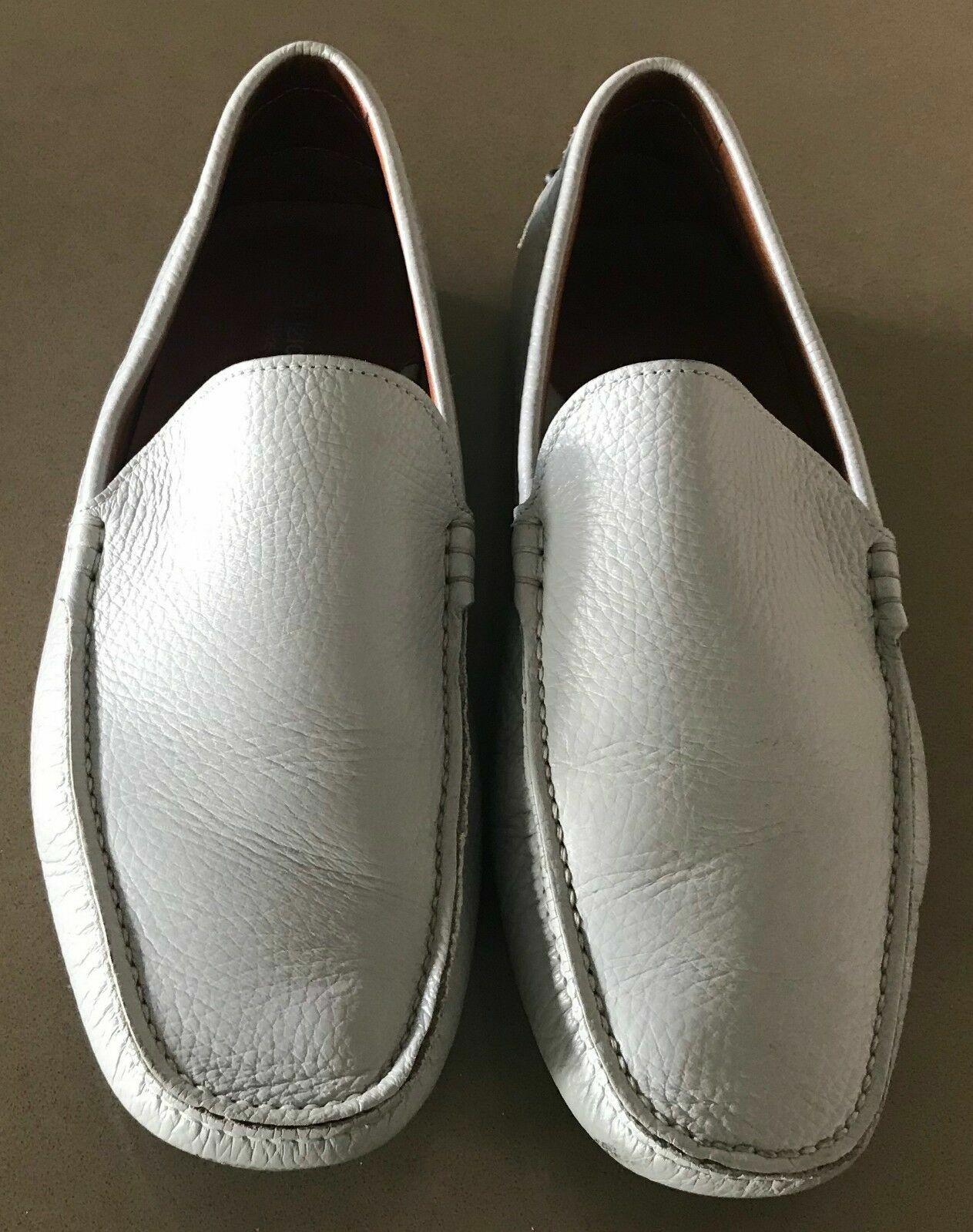 Mens PATRIZIO DOLCI Shoes Loafers Light Grey Textured Leather Slip On Size 41