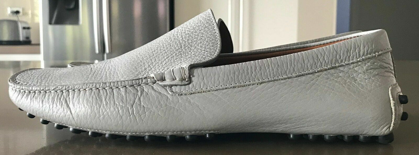 Mens PATRIZIO DOLCI Shoes Loafers Light Grey Textured Leather Slip On Size 41