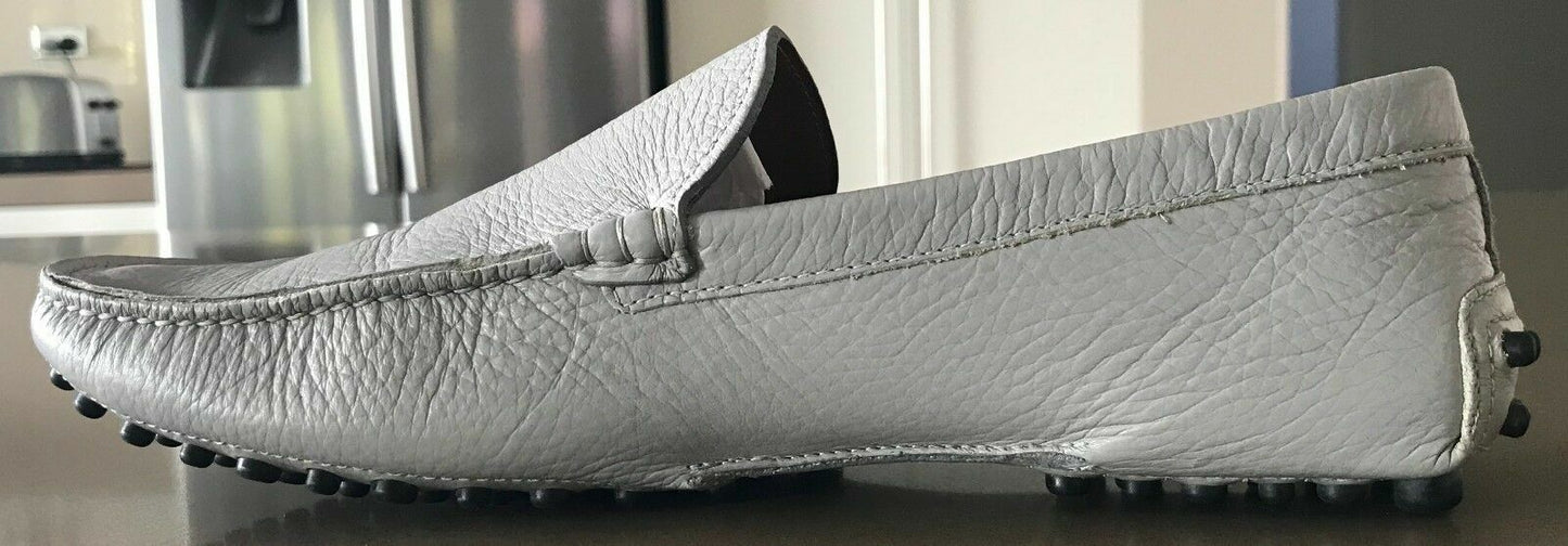 Mens PATRIZIO DOLCI Shoes Loafers Light Grey Textured Leather Slip On Size 41