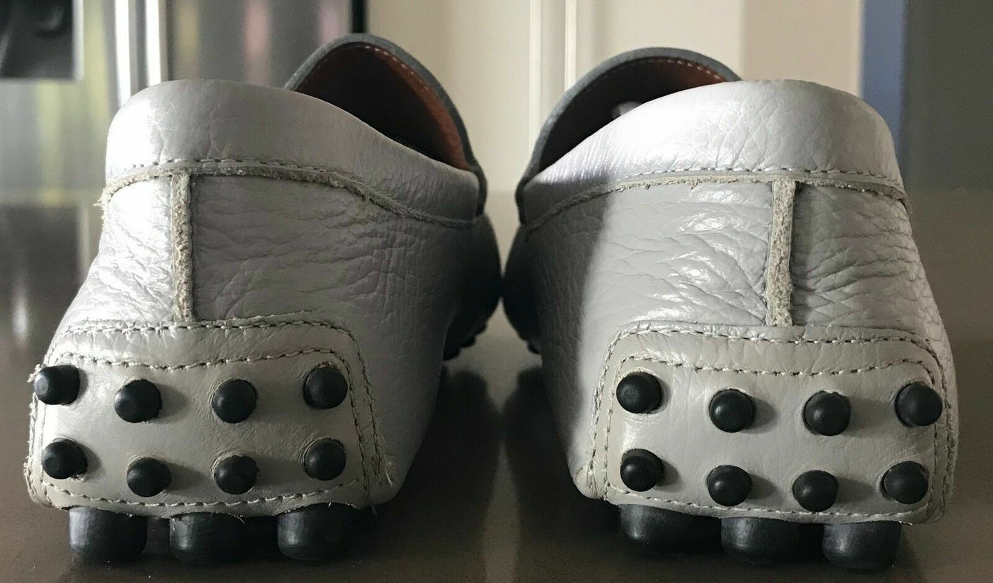 Mens PATRIZIO DOLCI Shoes Loafers Light Grey Textured Leather Slip On Size 41