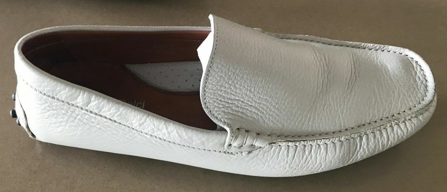 Mens PATRIZIO DOLCI Shoes Loafers Light Grey Textured Leather Slip On Size 41