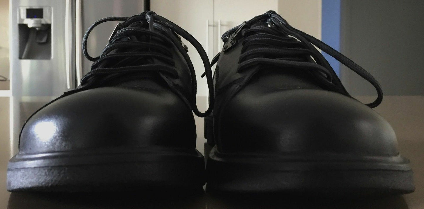 GUZAOREN Lace Up Shoes Black Pleather Mens Size 10 31.5cm Work or Play NEW