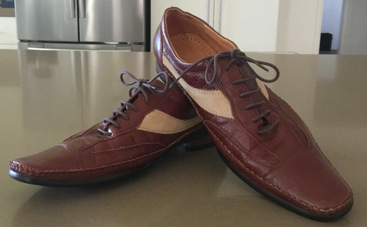 Mens ANTOINE & STANLEY Dress Shoes Two Tone Tan Leather & Suede Lace Up Size 41