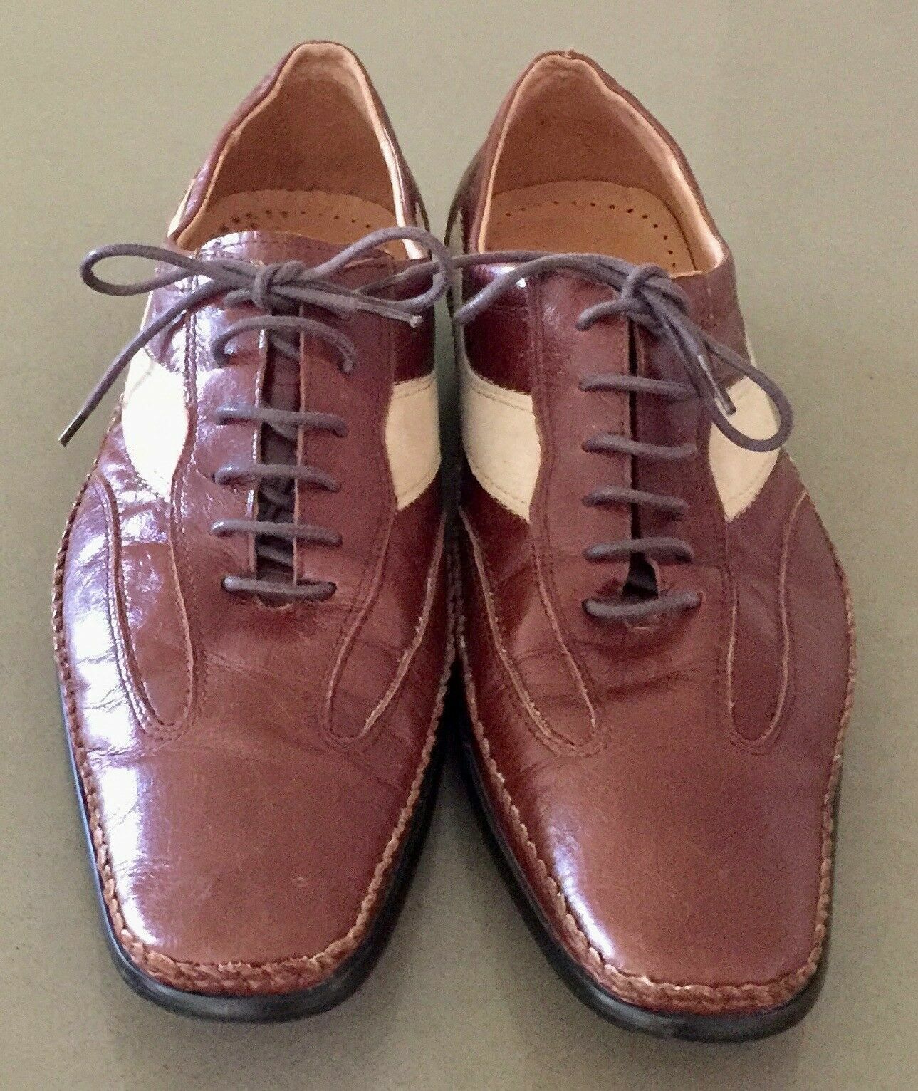 Mens ANTOINE & STANLEY Dress Shoes Two Tone Tan Leather & Suede Lace Up Size 41