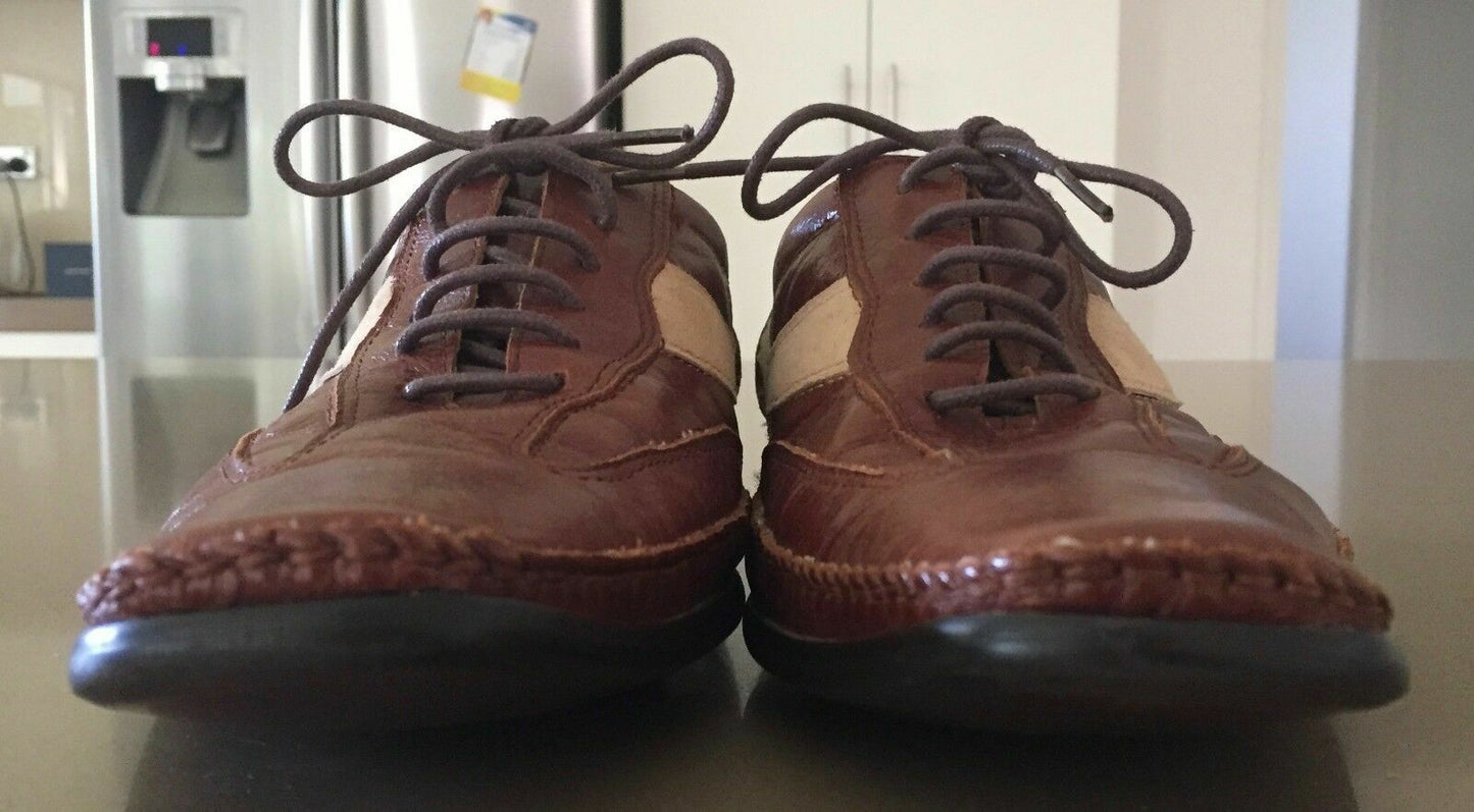 Mens ANTOINE & STANLEY Dress Shoes Two Tone Tan Leather & Suede Lace Up Size 41