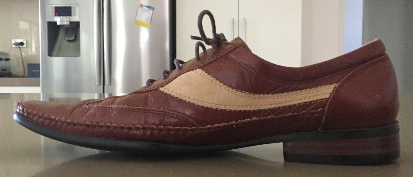 Mens ANTOINE & STANLEY Dress Shoes Two Tone Tan Leather & Suede Lace Up Size 41