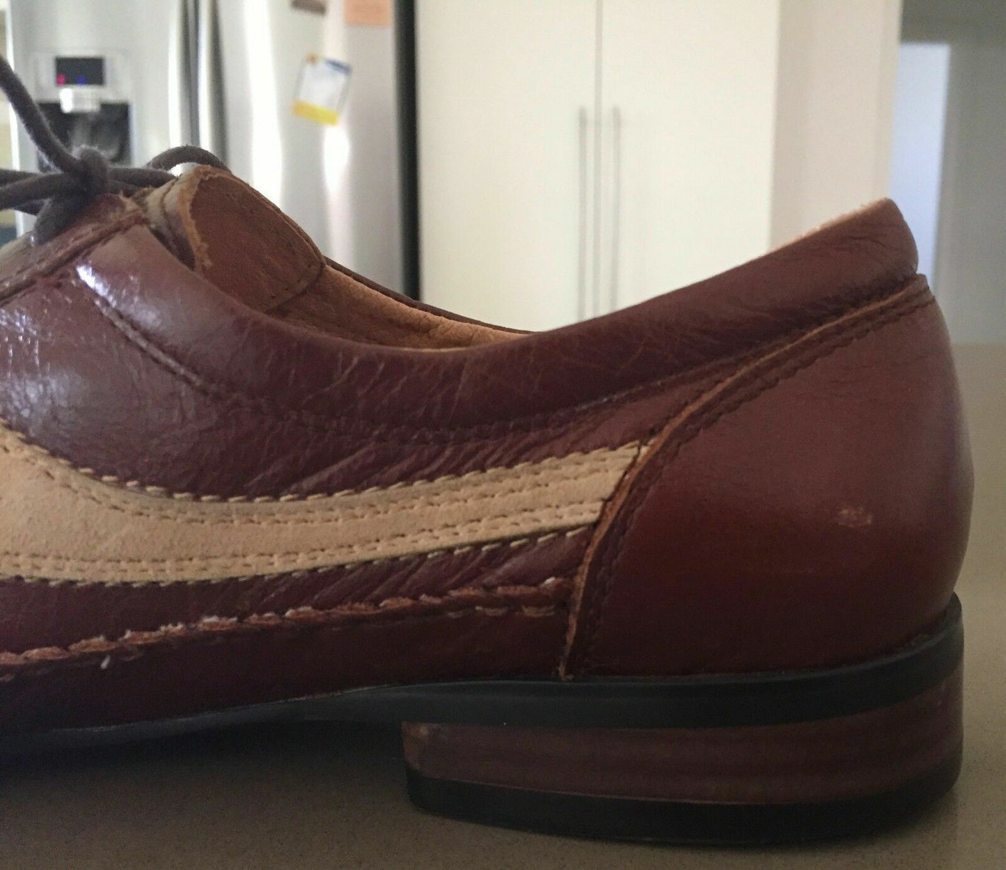 Mens ANTOINE & STANLEY Dress Shoes Two Tone Tan Leather & Suede Lace Up Size 41