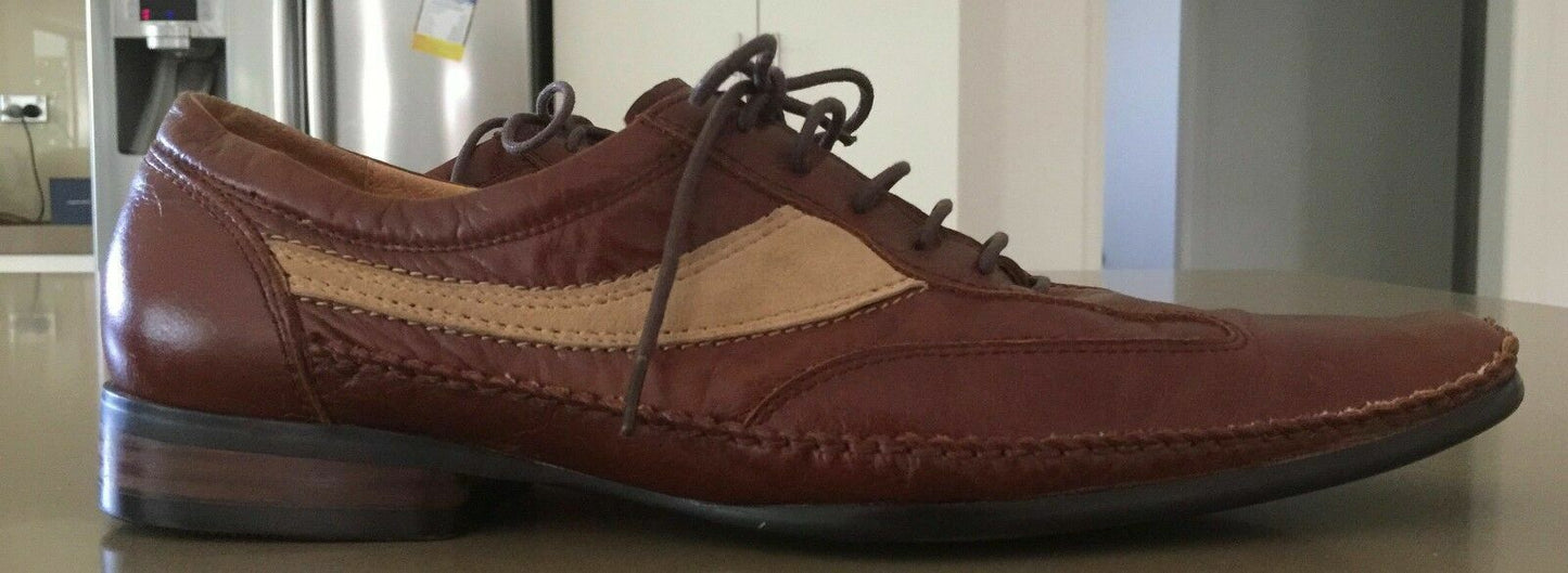 Mens ANTOINE & STANLEY Dress Shoes Two Tone Tan Leather & Suede Lace Up Size 41