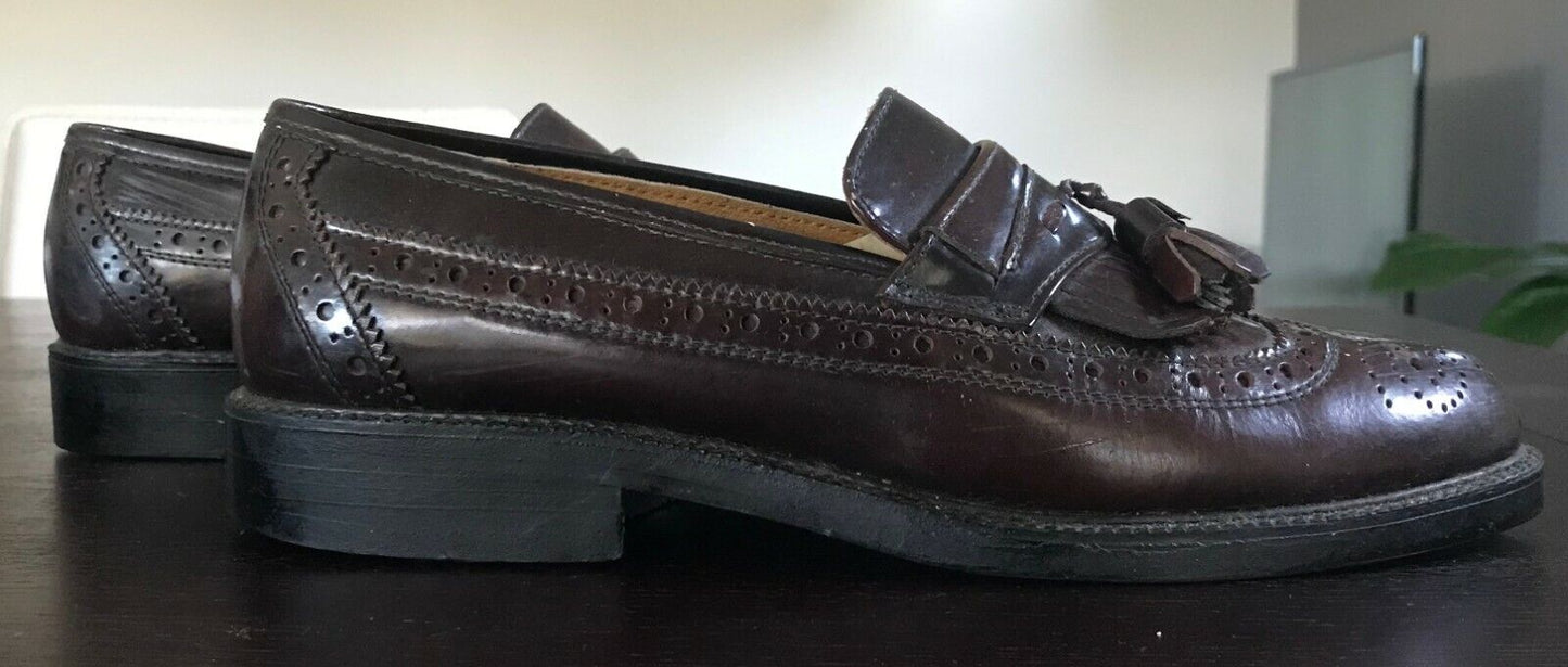 Mens LA VIANINI CALZATURE Shoes Brown Leather Brogue Style Tassel Trim Size 41 8