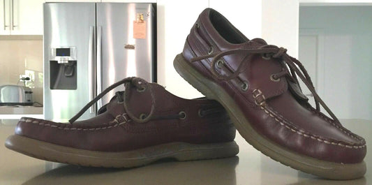 PORTLAND "Marine Pro" Boat Shoes Tan Leather Leather Laces Mens Size US 7 EU37.5
