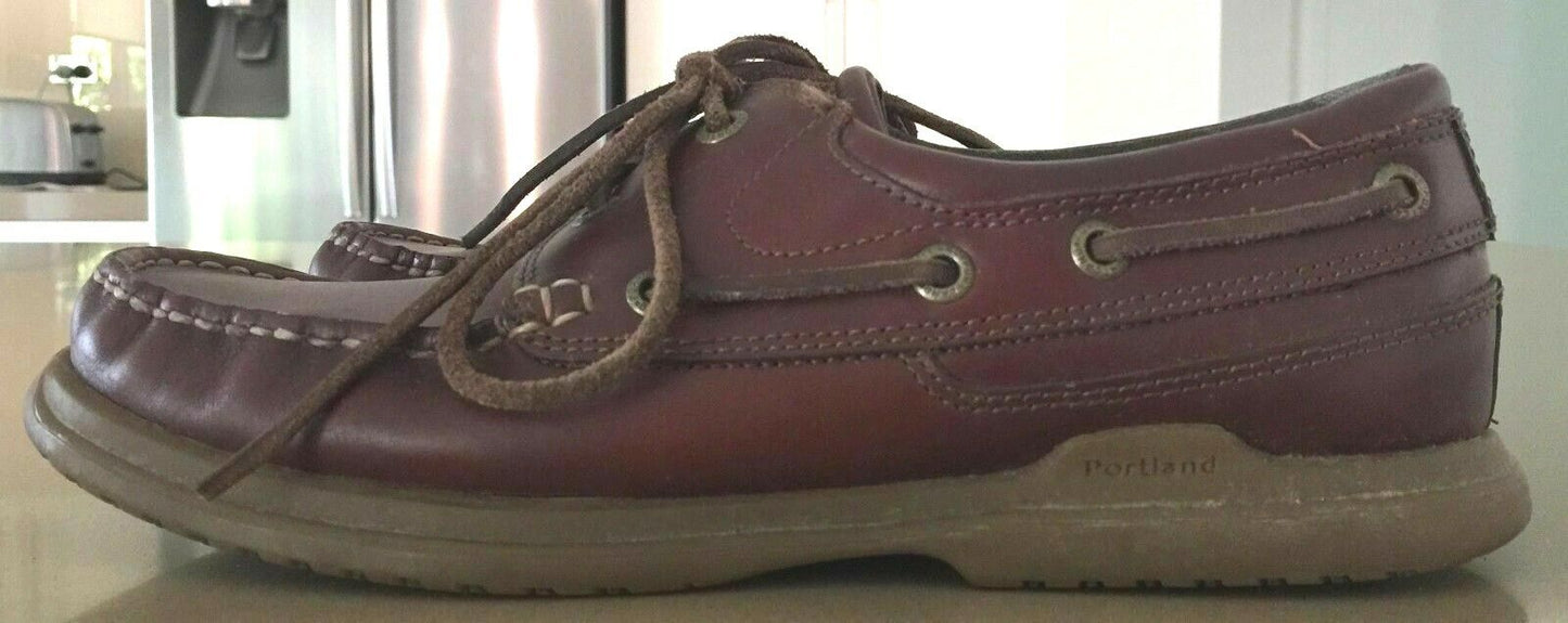 PORTLAND "Marine Pro" Boat Shoes Tan Leather Leather Laces Mens Size US 7 EU37.5