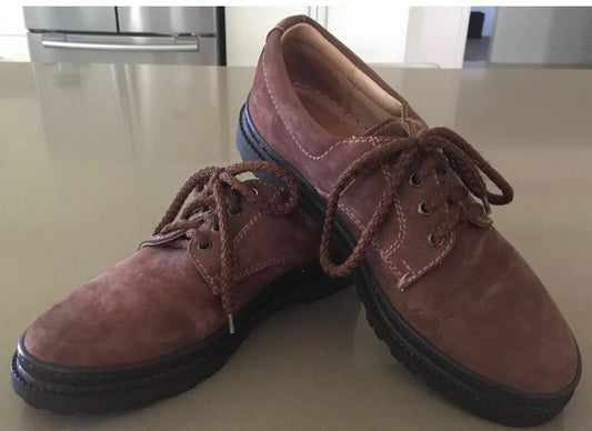 DI FELICE Casual Dress Shoes Tan Suede Leather Lace Up Size 8.5 - 9 Retro Look