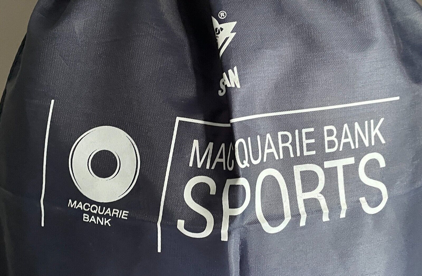 MACQUARIE BANK SPORTS SPARTAN Navy Blue Drawstring Backpack For Shoes Travel New