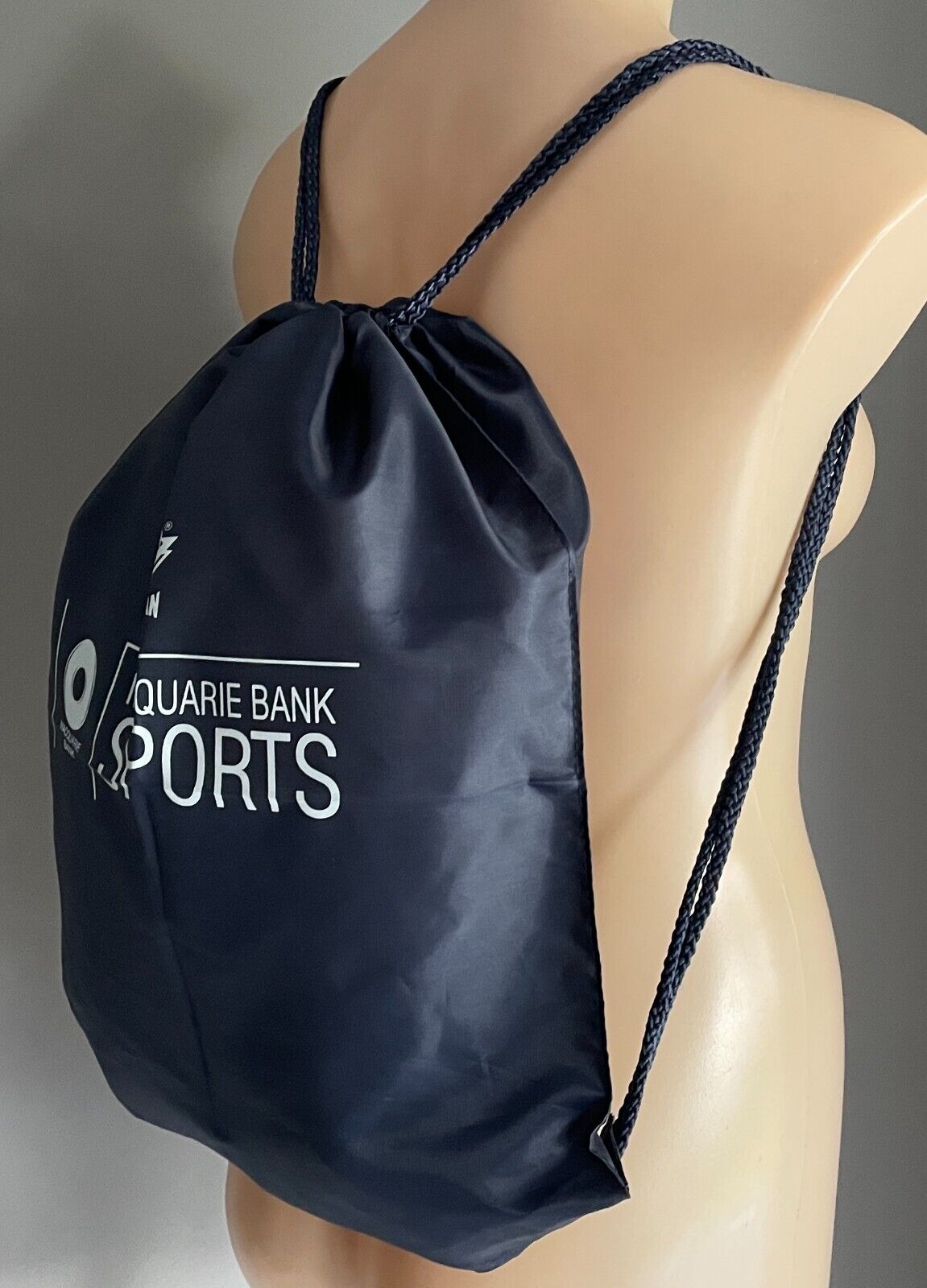 MACQUARIE BANK SPORTS SPARTAN Navy Blue Drawstring Backpack For Shoes Travel New