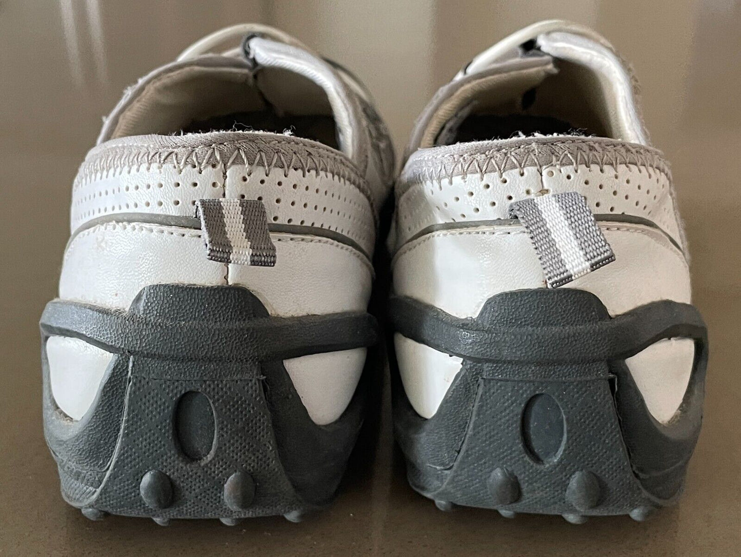 RIVERS White & Grey Trim Elastic Lace Pleather PU Sneakers Walking Shoes Size 8