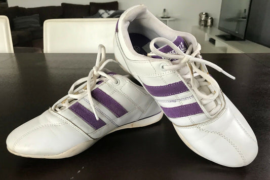 Ladies LONSDALE White & Purple Trim Laced Trainers Sneakers Shoes Size EU 39