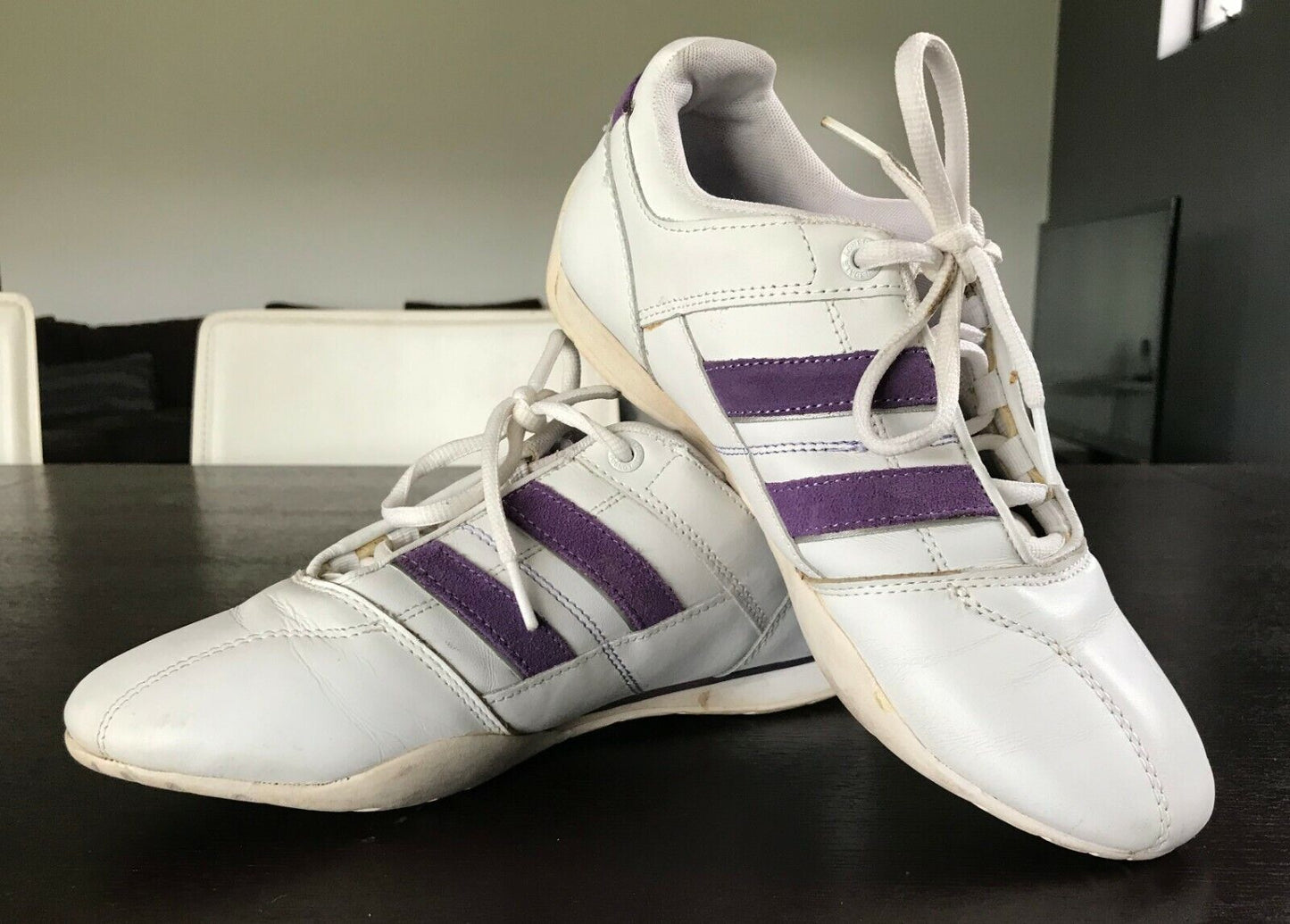 Ladies LONSDALE White & Purple Trim Laced Trainers Sneakers Shoes Size EU 39