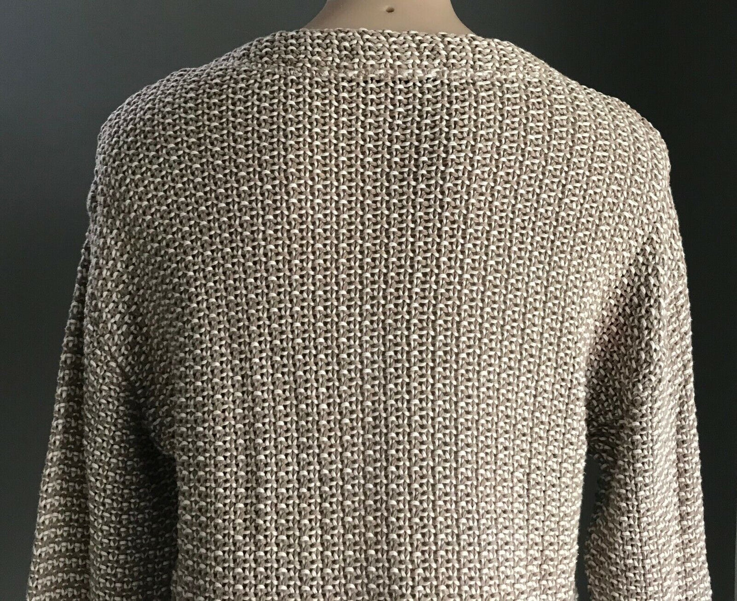 STEFANEL Brown & Off White Chunky Knit Sweater Jumper Ladies Size 12 Italian
