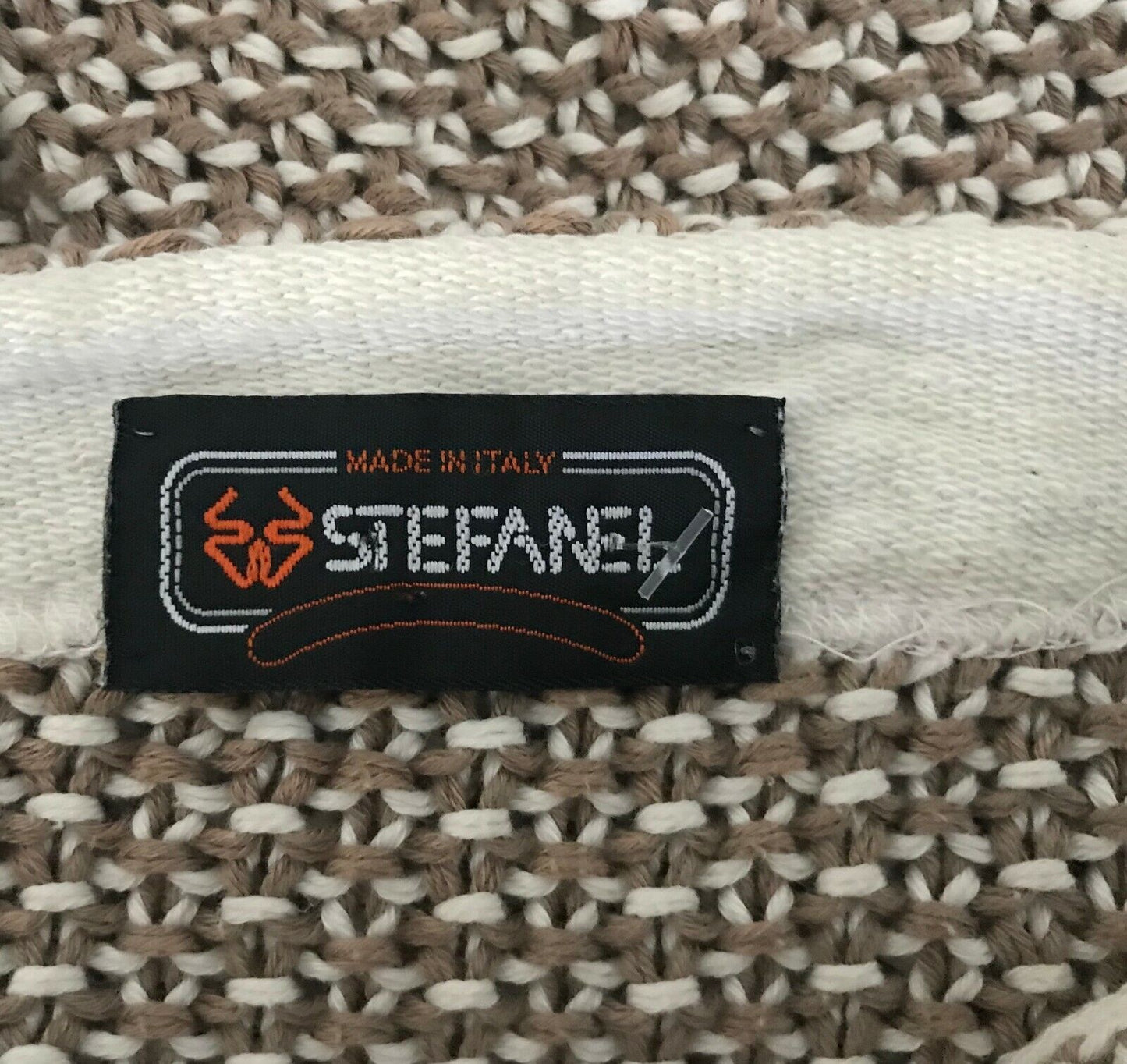 STEFANEL Brown & Off White Chunky Knit Sweater Jumper Ladies Size 12 Italian