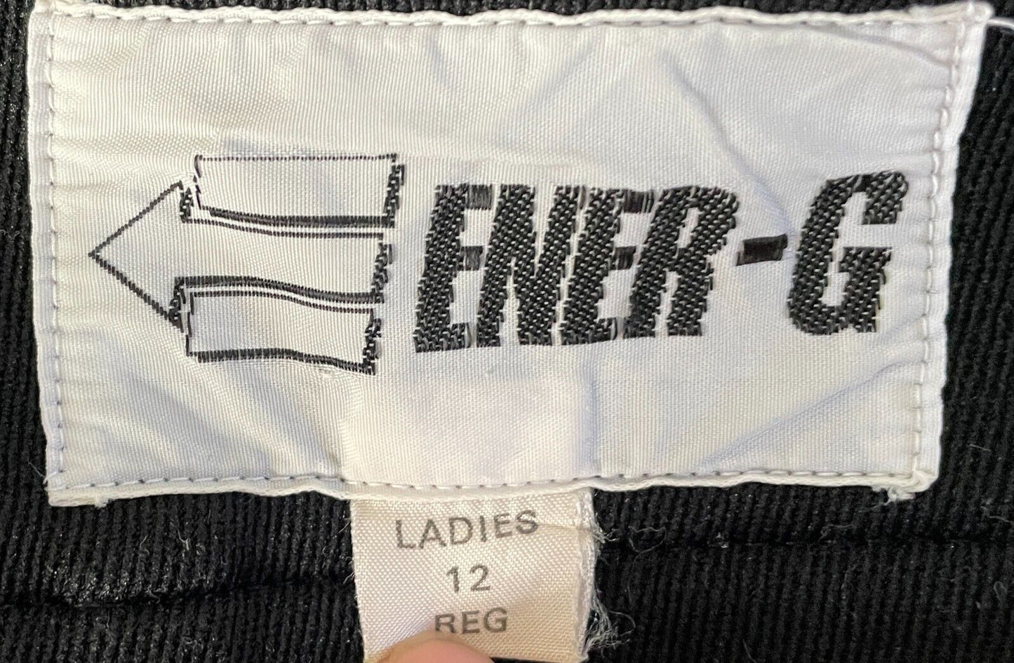 ENER-G Black Stretch Stirrup Leg Ladies Pants Ladies Size 12 Heavy Fabric