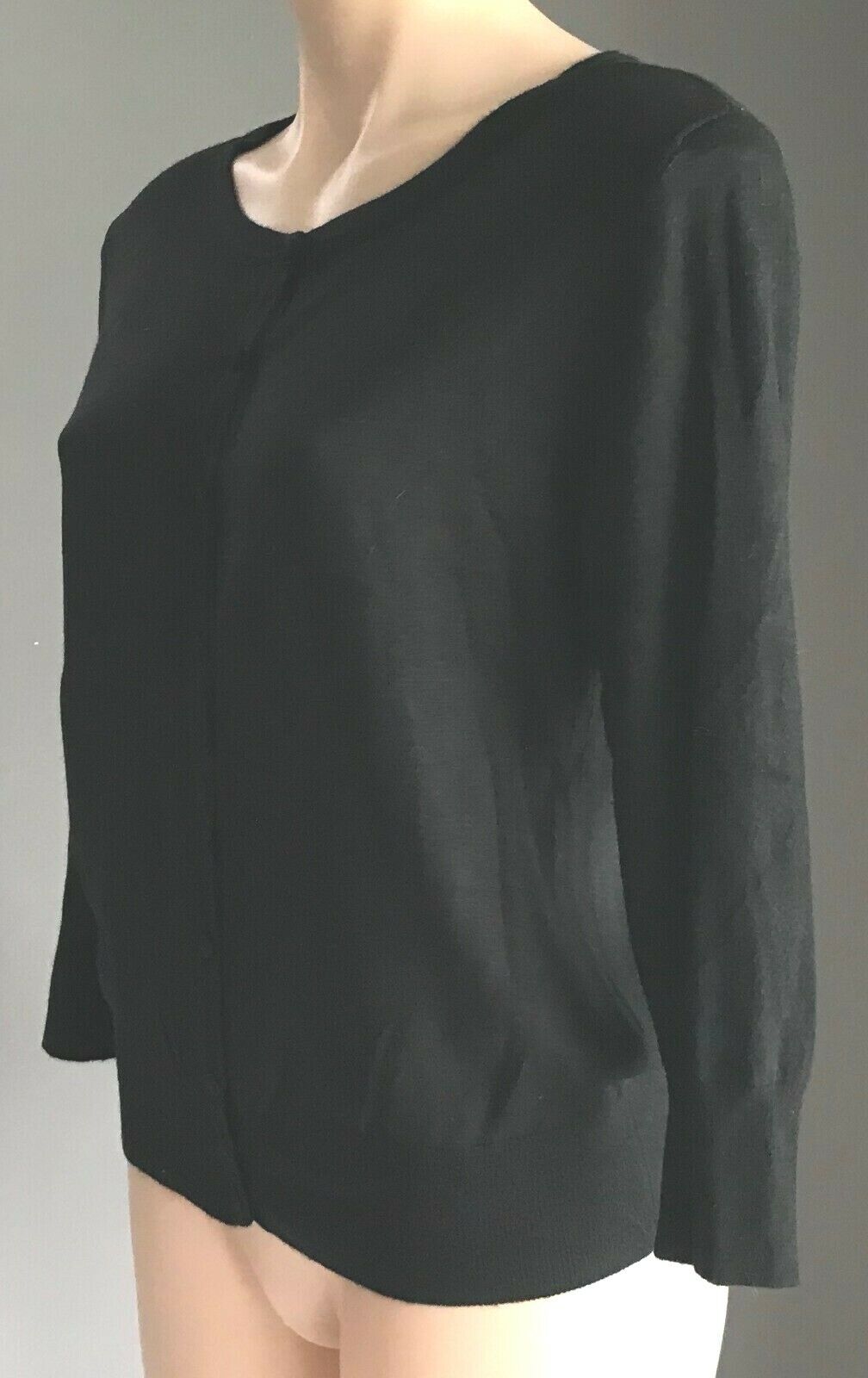 KHOKO Cardigan Black Fine Knit Long Sleeve Smart Casual Ladies Size S 10 12