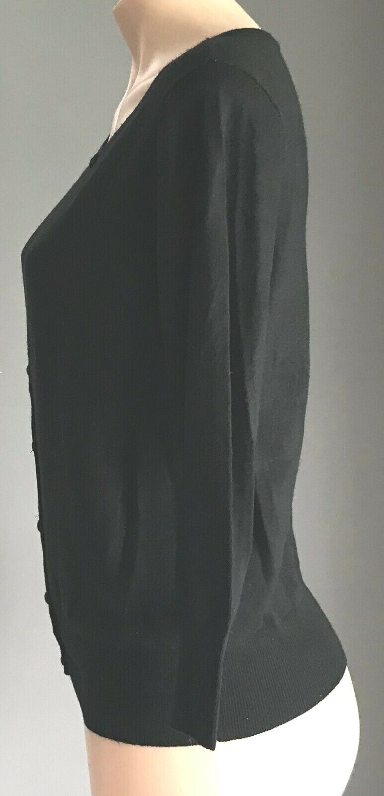 KHOKO Cardigan Black Fine Knit Long Sleeve Smart Casual Ladies Size S 10 12