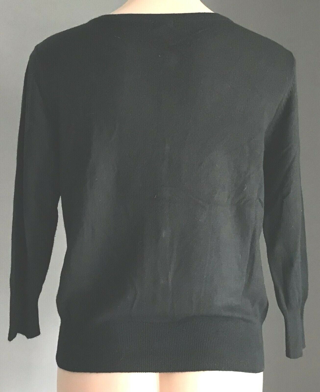 KHOKO Cardigan Black Fine Knit Long Sleeve Smart Casual Ladies Size S 10 12