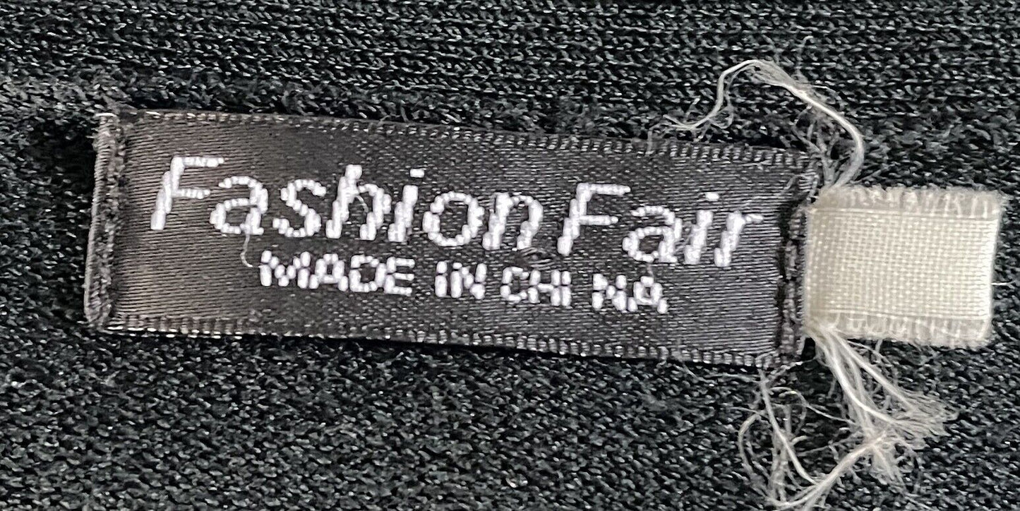 FASHION FAIR Cardigan Black Long Sleeve  w Pearl Bead Sequin Trim Size 8 10