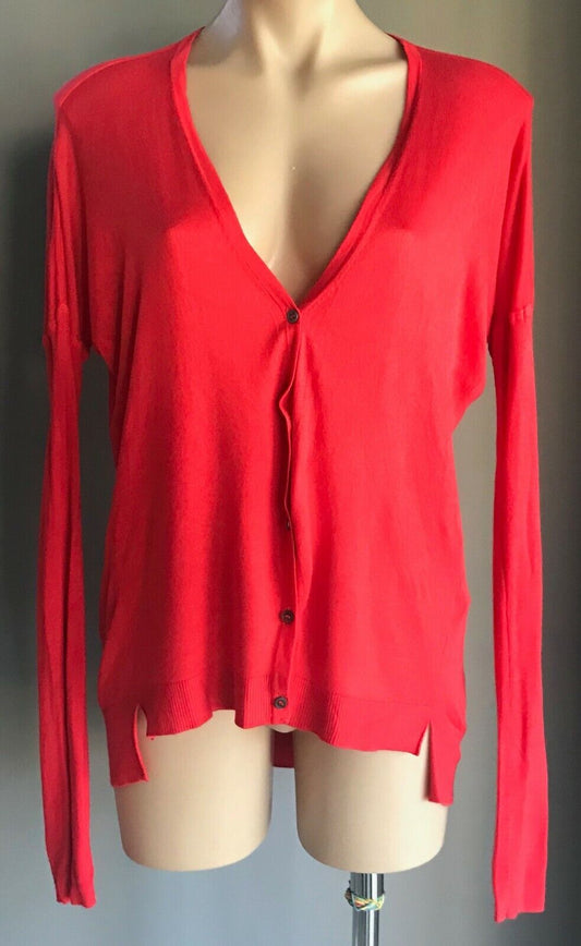 ZERO + MARIA CORNEJO Cardigan Watermelon Red Soft Drape  Bamboo Size S 12