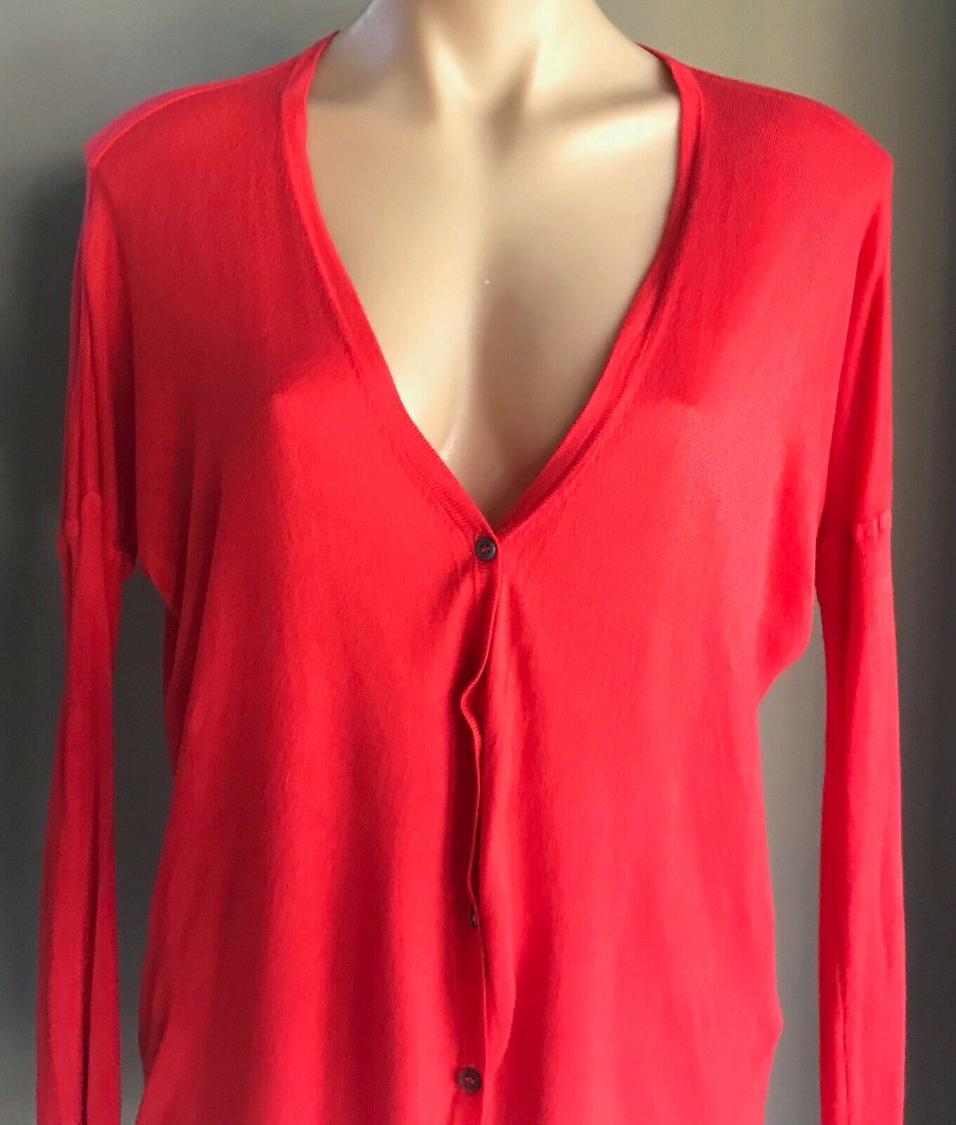 ZERO + MARIA CORNEJO Cardigan Watermelon Red Soft Drape  Bamboo Size S 12