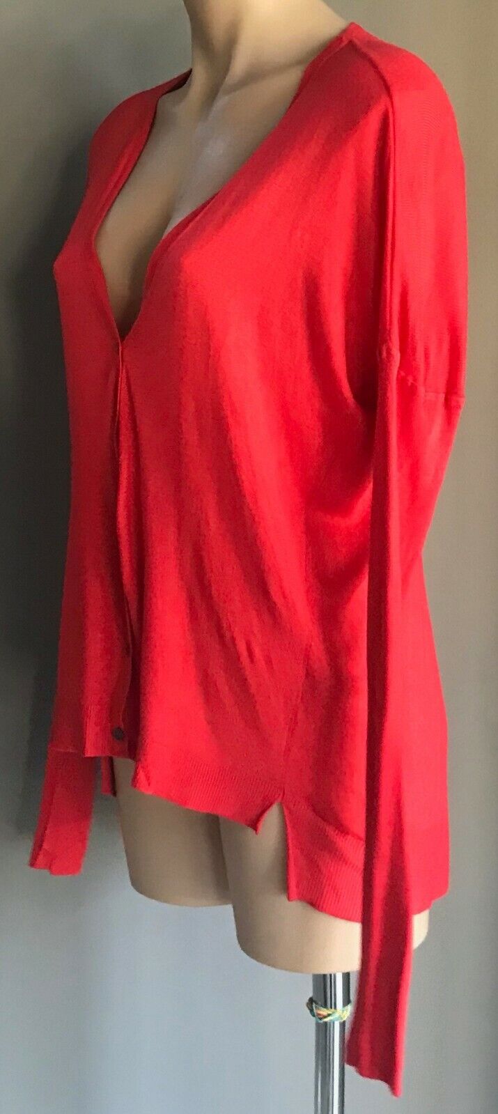 ZERO + MARIA CORNEJO Cardigan Watermelon Red Soft Drape  Bamboo Size S 12