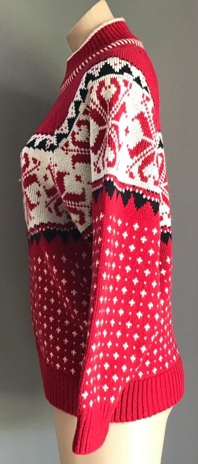 PHILLIP LIN Jumper Red Black White Snowflake Christmas Size M UGLYcore XMAS Vtg