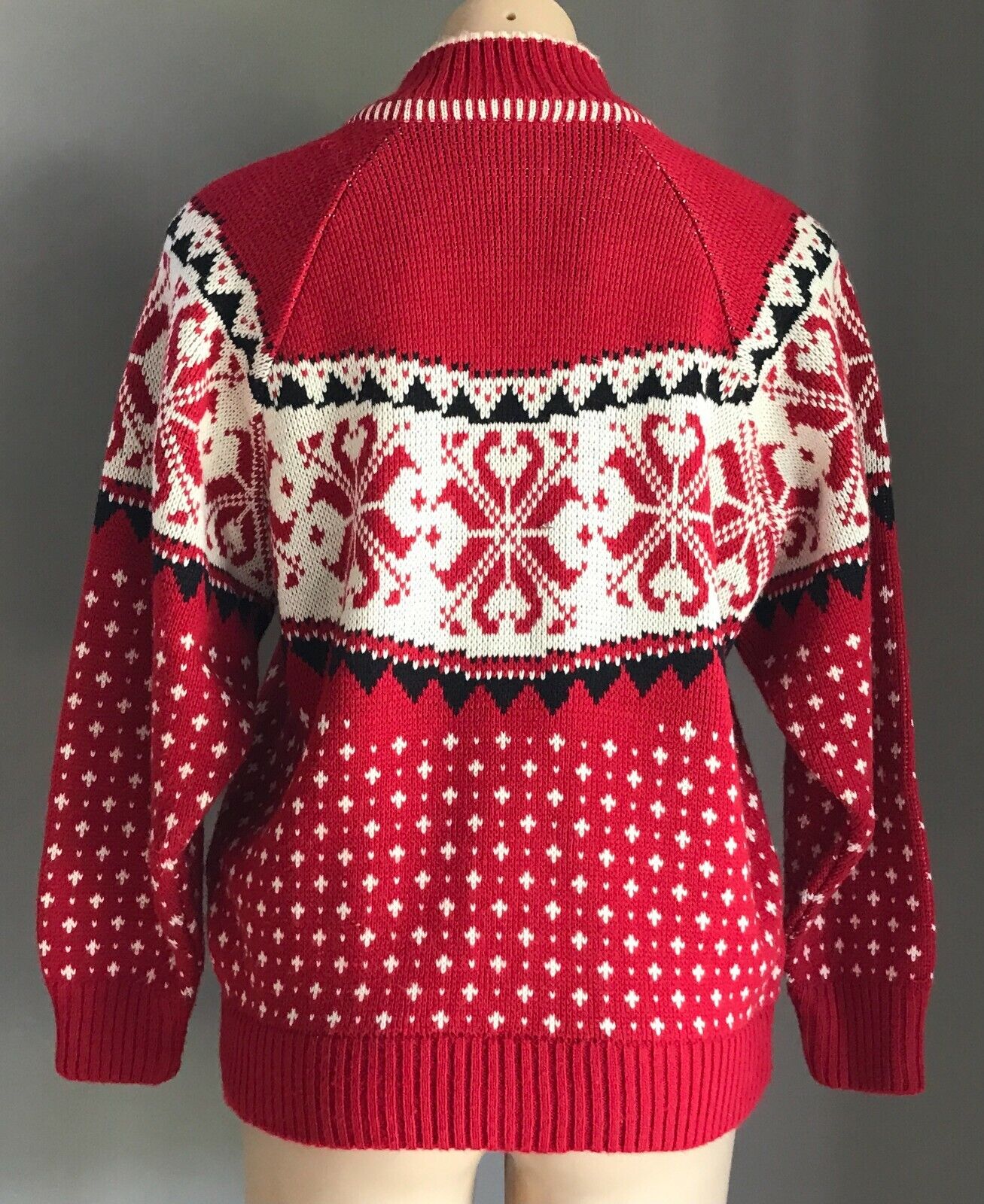 PHILLIP LIN Jumper Red Black White Snowflake Christmas Size M UGLYcore XMAS Vtg