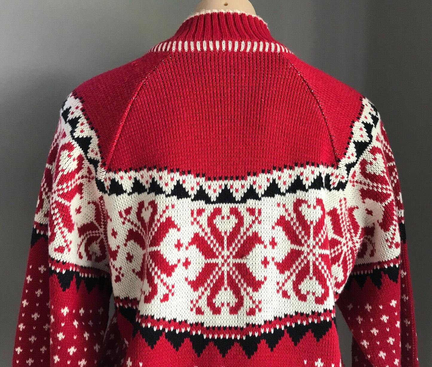 PHILLIP LIN Jumper Red Black White Snowflake Christmas Size M UGLYcore XMAS Vtg