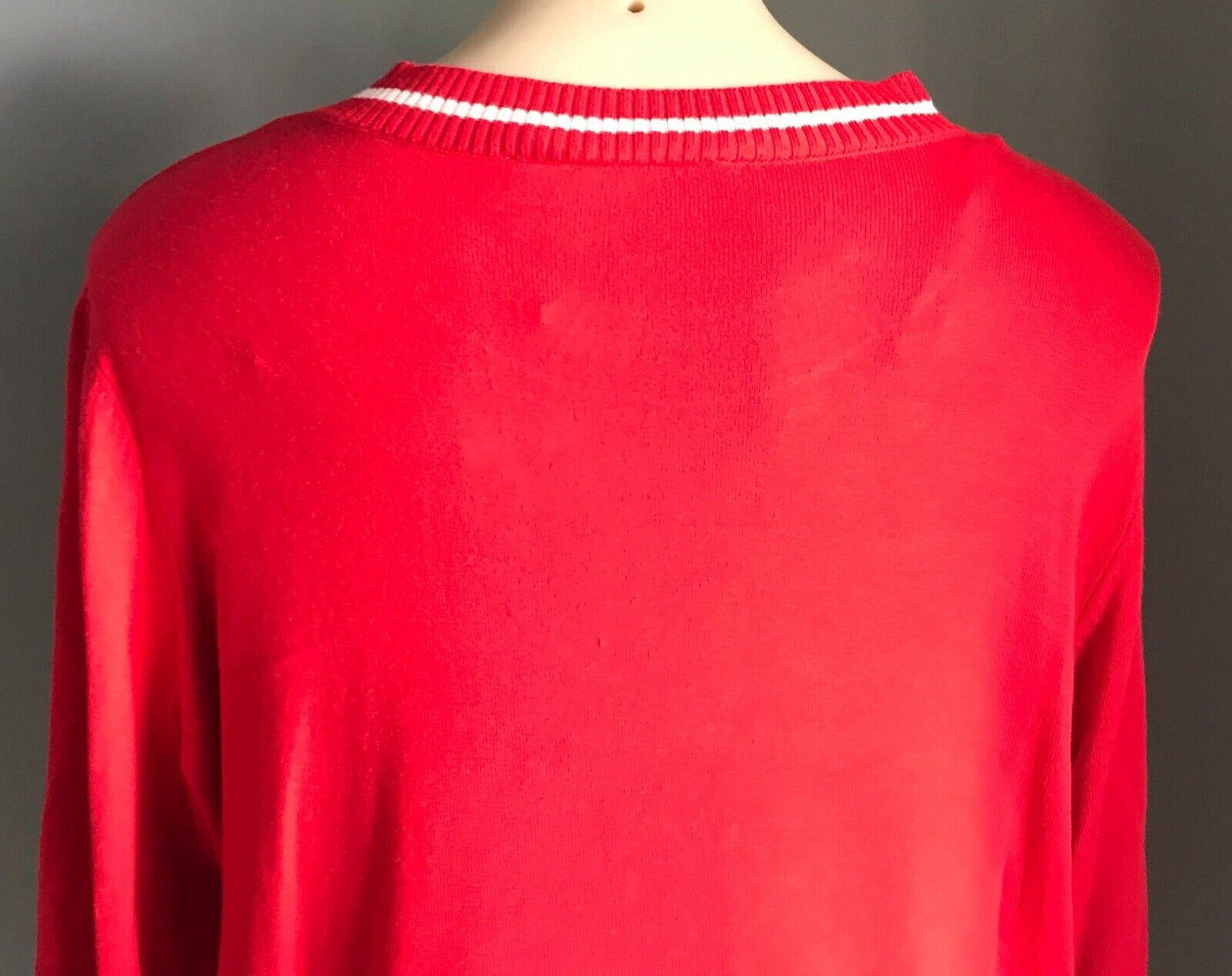 ONLY CARMAKOMA Sweater Red White Trim Fine Knit Short Sleeve Plus Size XL 26 New